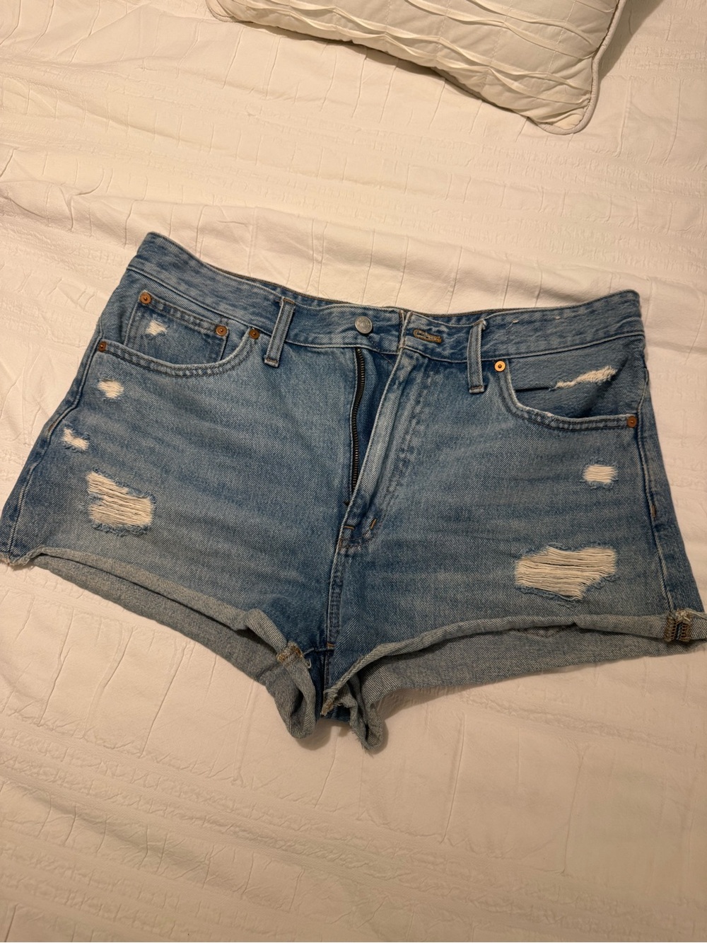 Madewell Light Blue Distressed Denim Shorts